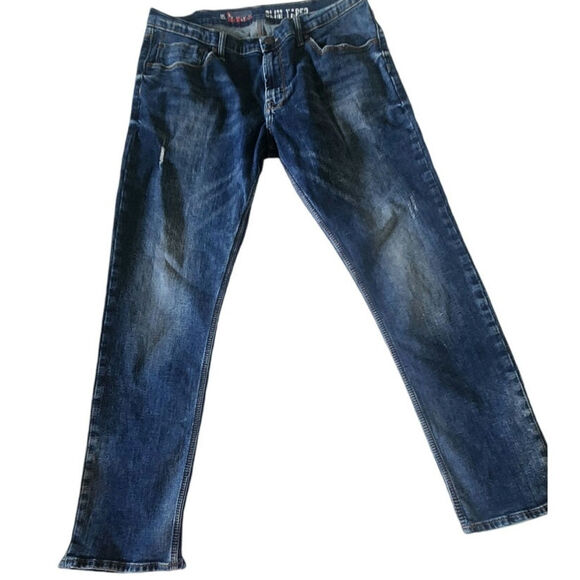 Wrangler Mens Jeans Gorpcore Size 34x30 Slim Taper Dark wash Western - Picture 1 of 6